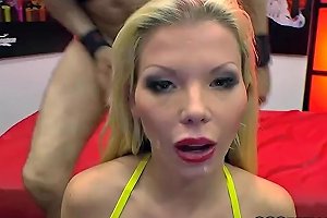 Hot And Busty Blonde Shows Anal Cums And Sucking